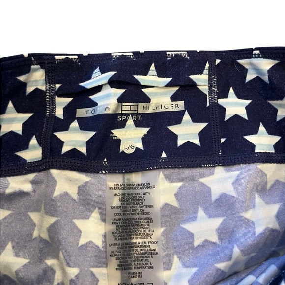 Tommy Hilfiger Res White and Blue Cropped Leggings Patriotic 4th of July - Picture 6 of 6